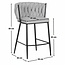Homerebels Collection Wave barkruk met gevlochten rugleuning - gevlochten barstoel met zwarte poten - zithoogte 65 cm