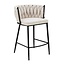Homerebels Collection Wave barkruk met gevlochten rugleuning - gevlochten barstoel met zwarte poten - zithoogte 65 cm