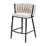 Homerebels Collection Wave barkruk met gevlochten rugleuning - gevlochten barstoel met zwarte poten - zithoogte 65 cm