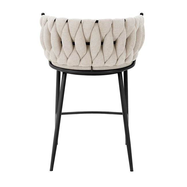 Homerebels Collection Wave barkruk met gevlochten rugleuning - gevlochten barstoel met zwarte poten - zithoogte 65 cm