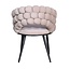Homerebels Collection Bubble Chair beige velvet eetkamerstoel met armleuningen en zwarte poten | Bolvormige bubble rugleuning | Luxe design stoel voor moderne, hotel-chique eetkamer
