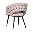 Homerebels Collection Bubble Chair beige velvet eetkamerstoel met armleuningen en zwarte poten | Bolvormige bubble rugleuning | Luxe design stoel voor moderne, hotel-chique eetkamer