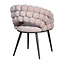 Homerebels Collection Bubble Chair beige velvet eetkamerstoel met armleuningen en zwarte poten | Bolvormige bubble rugleuning | Luxe design stoel voor moderne, hotel-chique eetkamer