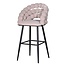 Homerebels Collection Bubble Barstool beige velvet barkruk 65 cm met armleuningen en zwarte poten | Bolvormige bubble rugleuning | Luxe design barkruk voor kookeiland of lage bartafel