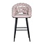 Homerebels Collection Bubble Barstool beige velvet barkruk 65 cm met armleuningen en zwarte poten | Bolvormige bubble rugleuning | Luxe design barkruk voor kookeiland of lage bartafel
