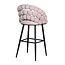 Homerebels Collection Bubble Barstool beige velvet barkruk 65 cm met armleuningen en zwarte poten | Bolvormige bubble rugleuning | Luxe design barkruk voor kookeiland of lage bartafel