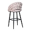 Homerebels Collection Bubble Barstool beige velvet barkruk 65 cm met armleuningen en zwarte poten | Bolvormige bubble rugleuning | Luxe design barkruk voor kookeiland of lage bartafel