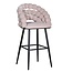 Homerebels Collection Bubble Barstool beige velvet barkruk 65 cm met armleuningen en zwarte poten | Bolvormige bubble rugleuning | Luxe design barkruk voor kookeiland of lage bartafel