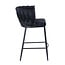 Homerebels Collection Wave barkruk met gevlochten rugleuning - zwarte velvet barstoel met zwarte poten - zithoogte 65 cm