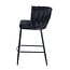 Homerebels Collection Wave barkruk met gevlochten rugleuning - zwarte velvet barstoel met zwarte poten - zithoogte 65 cm