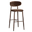 Pole to Pole Bruine Japandi barkruk met rugleuning | stof | metalen poten met walnoot houtlook