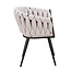 Homerebels Collection Gevlochten eetkamerstoel Beige Weave – beige eetkamerstoel van geweven stof met armleuning