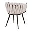 Homerebels Collection Gevlochten eetkamerstoel Beige Weave – beige eetkamerstoel van geweven stof met armleuning