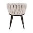 Homerebels Collection Gevlochten eetkamerstoel Beige Weave – beige eetkamerstoel van geweven stof met armleuning