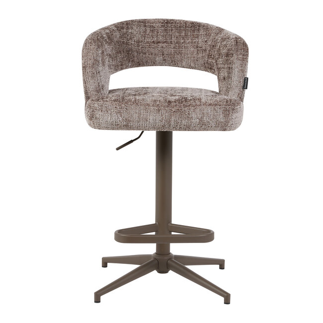 Homerebels Collection Draaibare barkruk met armleuning en rugleuning in taupe | In hoogte verstelbaar 64–84 cm | Met voetensteun | Kookeiland & bartafel - Copy