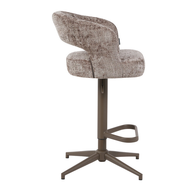Homerebels Collection Draaibare barkruk met armleuning en rugleuning in taupe | In hoogte verstelbaar 64–84 cm | Met voetensteun | Kookeiland & bartafel - Copy