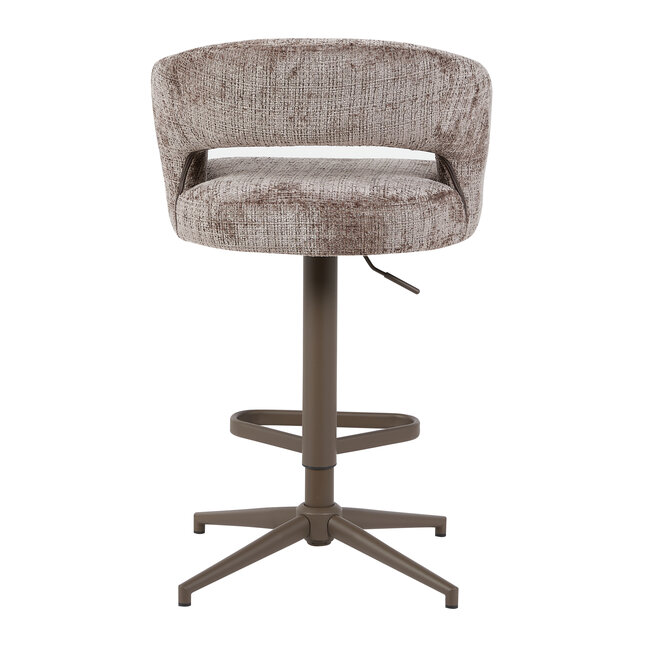 Homerebels Collection Draaibare barkruk met armleuning en rugleuning in taupe | In hoogte verstelbaar 64–84 cm | Met voetensteun | Kookeiland & bartafel - Copy