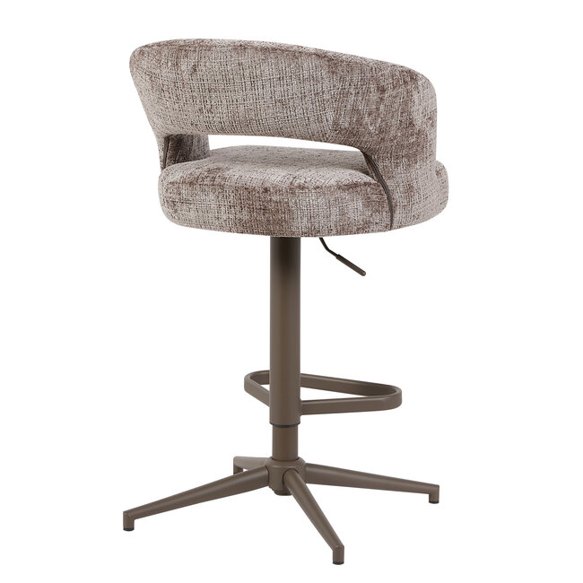 Homerebels Collection Draaibare barkruk met armleuning en rugleuning in taupe | In hoogte verstelbaar 64–84 cm | Met voetensteun | Kookeiland & bartafel - Copy