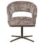 Homerebels Collection Honey eetkamerstoel taupe — 180 graden draaibare luxe eetkamerstoel met geweven stofbekleding en bronzen metalen onderstel