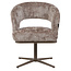 Homerebels Collection Honey eetkamerstoel ultra taupe — 180 graden draaibare luxe eetkamerstoel met geweven stofbekleding en bruine metalen onderstel