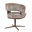 Homerebels Collection Honey eetkamerstoel ultra taupe — 180 graden draaibare luxe eetkamerstoel met geweven stofbekleding en bruine metalen onderstel