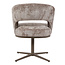 Homerebels Collection Honey eetkamerstoel ultra taupe — 180 graden draaibare luxe eetkamerstoel met geweven stofbekleding en bruine metalen onderstel