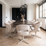 Homerebels Collection Honey eetkamerstoel ultra beige — 180 graden draaibare luxe eetkamerstoel met geweven stofbekleding en beige metalen onderstel