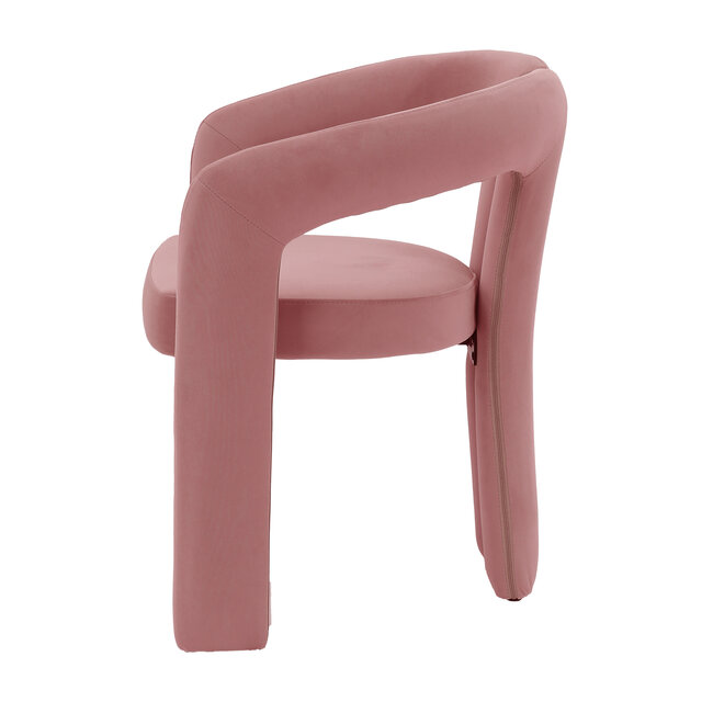 Homerebels Collection Oudroze eetkamerstoel Niru met armleuning – Comfortabele velvet eetkamerstoel in Japandi stijl – Roze eetkamerstoel Warm Blush