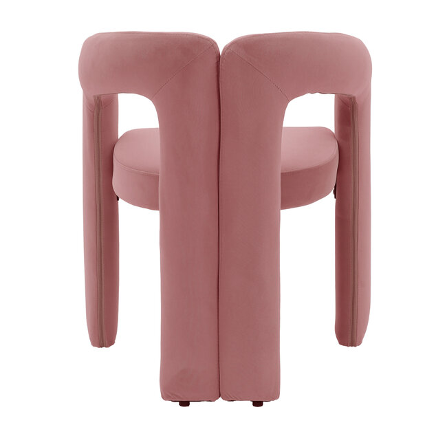 Homerebels Collection Oudroze eetkamerstoel Niru met armleuning – Comfortabele velvet eetkamerstoel in Japandi stijl – Roze eetkamerstoel Warm Blush