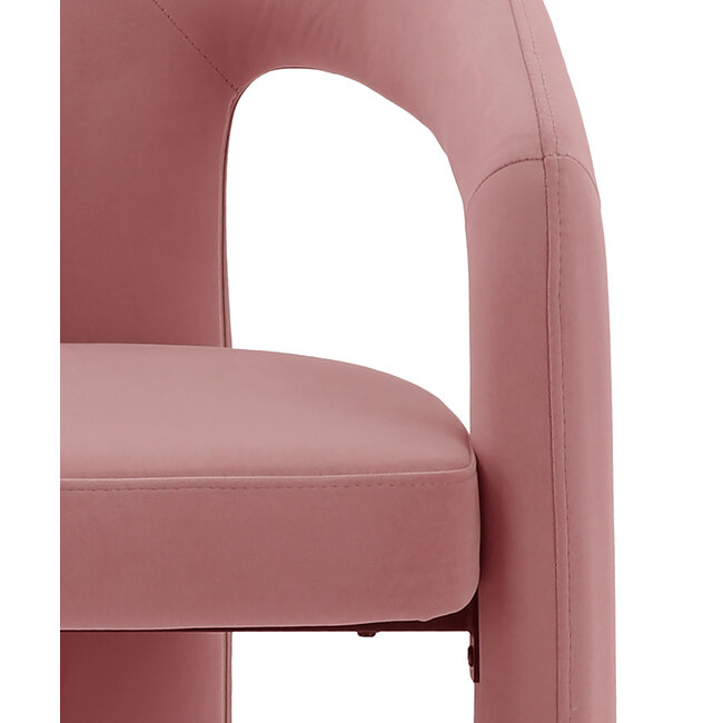 Homerebels Collection Oudroze eetkamerstoel Niru met armleuning – Comfortabele velvet eetkamerstoel in Japandi stijl – Roze eetkamerstoel Warm Blush