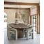 Homerebels Collection Groene eetkamerstoel Niru met armleuning – Sage Green velvet eetkamerstoel in Japandi stijl