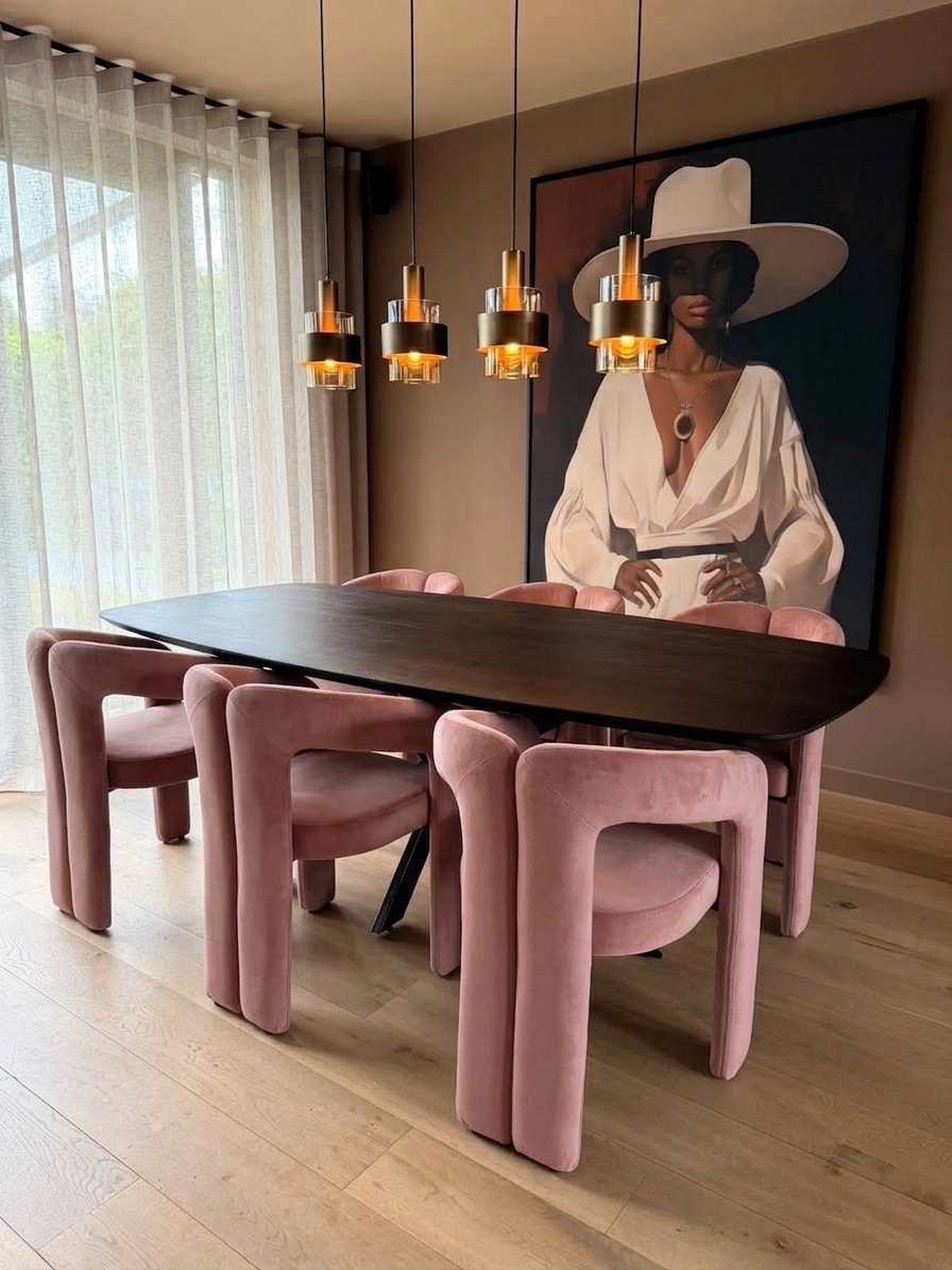 Roze eetkamerstoelen: zo combineer je oudroze in een modern interieur