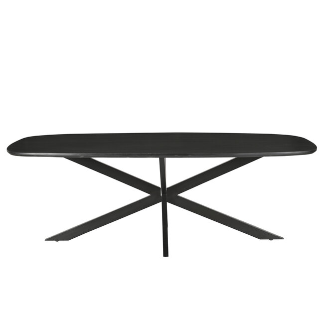 Homerebels Collection Zwarte deens ovale eettafel van mangohout met zwart metalen poten – ovale eettafel 180, 210 of 230 cm voor 6 tot 8 personen