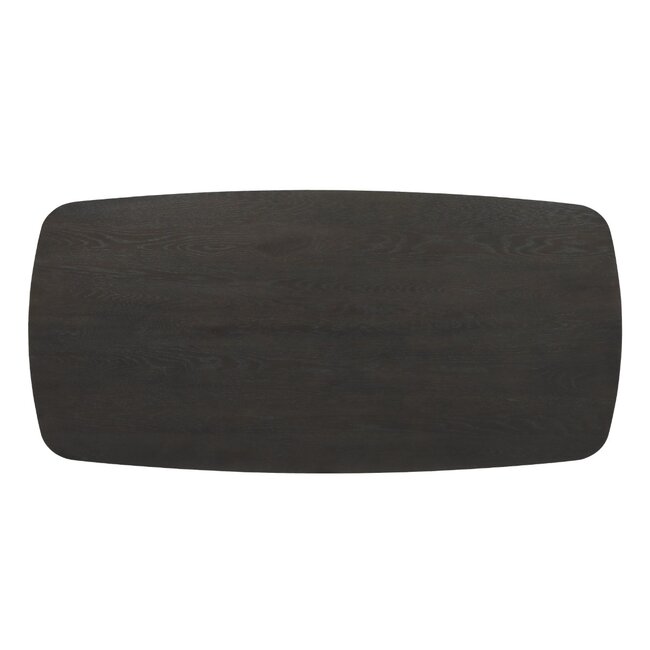 Livingfurn Donker eiken deens ovale eettafel in espresso bruin met centrale poot – bruine ovale eettafel 220 x 105 cm