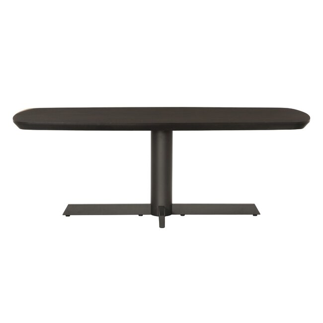 Livingfurn Donker eiken deens ovale eettafel in espresso bruin met centrale poot – bruine ovale eettafel 220 x 105 cm