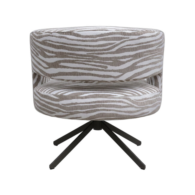 PTMD Extra brede draaibare eetkamerstoel in zebraprint – stevige eetkamerstoel met armleuning met ruime zitting, belastbaar tot 150 kg
