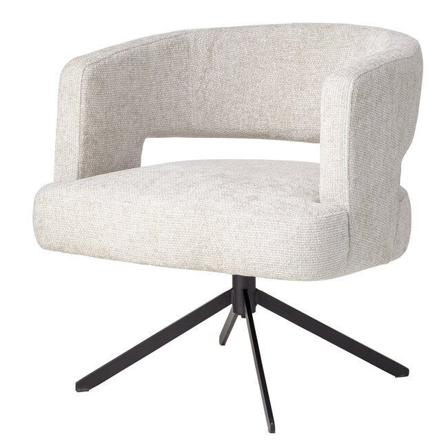 PTMD Extra brede beige eetkamerstoel met armleuning – draaibare eetkamerstoel met ruime zitting, belastbaar tot 150 kg