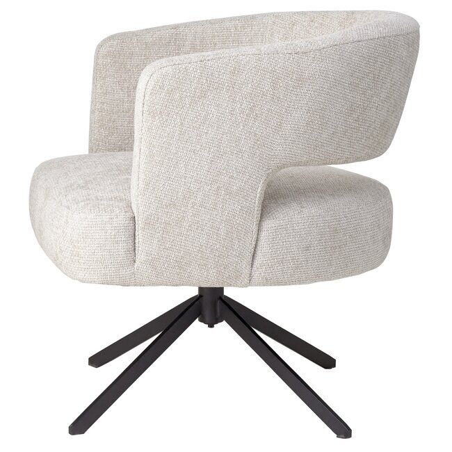PTMD Extra brede beige eetkamerstoel met armleuning – draaibare eetkamerstoel met ruime zitting, belastbaar tot 150 kg