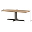 Livingfurn Lichte eiken deens ovale eettafel in naturel met donkerbruine centrale poot – naturel eiken eettafel 220 x 105 cm