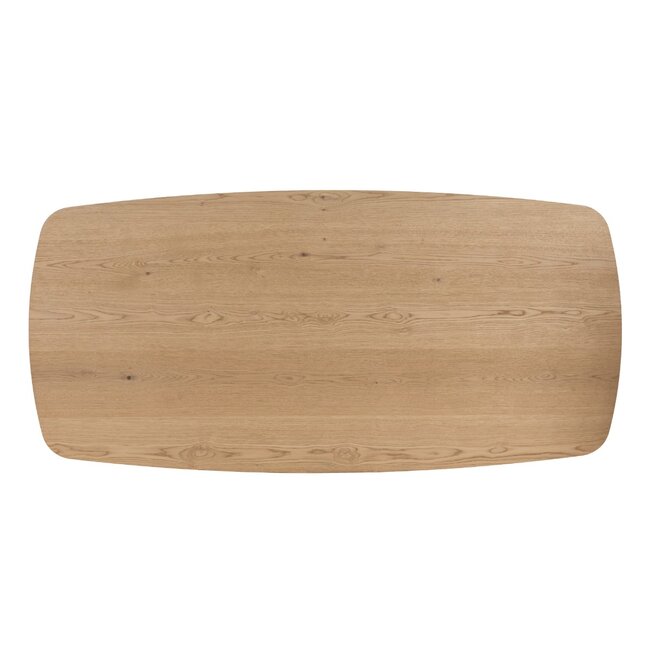 Livingfurn Lichte eiken deens ovale eettafel in naturel met donkerbruine centrale poot – naturel eiken eettafel 220 x 105 cm