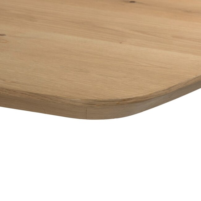 Livingfurn Lichte eiken deens ovale eettafel in naturel met donkerbruine centrale poot – naturel eiken eettafel 220 x 105 cm