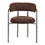 Pole to Pole Eetkamerstoel Art Deco espresso met chromen poten en armleuning – bruine gestoffeerde eetkamerstoel met chroom frame in retro art deco stijl