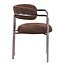 Pole to Pole Eetkamerstoel Art Deco espresso met chromen poten en armleuning – bruine gestoffeerde eetkamerstoel met chroom frame in retro art deco stijl