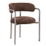 Pole to Pole Eetkamerstoel Art Deco espresso met chromen poten en armleuning – bruine gestoffeerde eetkamerstoel met chroom frame in retro art deco stijl