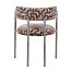 Pole to Pole Eetkamerstoel Art Deco maze brown met chromen poten en armleuning – bruine eetkamerstoel in structuurstof met grafisch patroon en chroom frame
