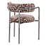 Pole to Pole Eetkamerstoel Art Deco maze brown met chromen poten en armleuning – bruine eetkamerstoel in structuurstof met grafisch patroon en chroom frame