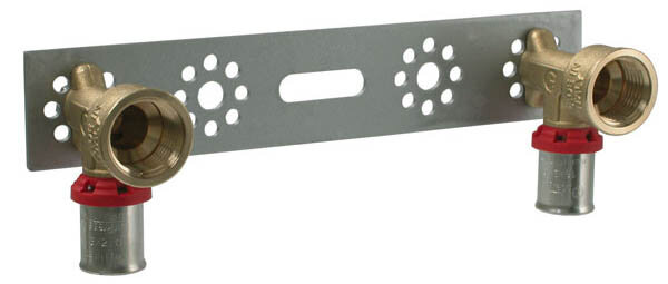 Fornara Fornara Forpress Gemini Dubbele Muurplaatkoppeling - Pers x Binnendraad - Messing - 16mm x 1/2"