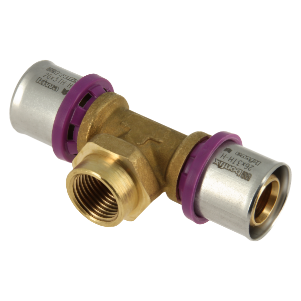 Bonfix Bonfix Alu-Pers T-Koppeling - Pers x Binnendraad x Pers - Messing - 26mm x 1/2" x 26mm