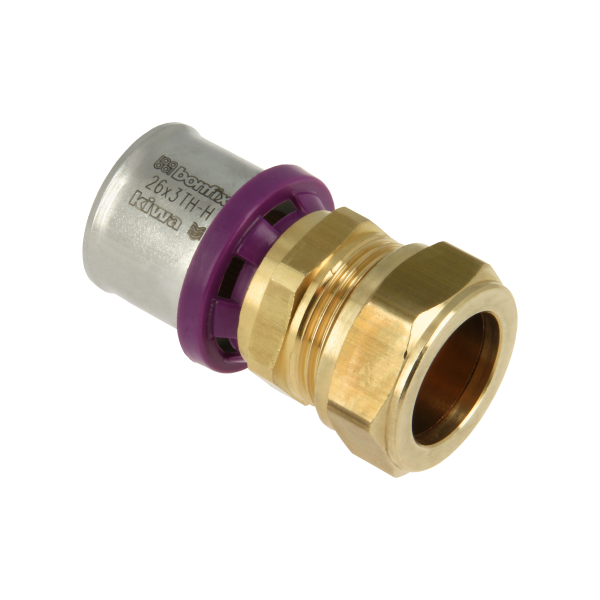 Bonfix Bonfix Alu-Pers Rechte Verloopkoppeling - Pers x Knel - Messing - 26x22mm