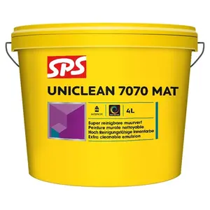 SPS Uniclean 7070 Mat Muurverf - Wit - 4L